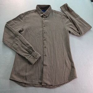 NetWork Dynamic Mens Super Slim Fit Brown Cotton Button Down Shirt Size M
